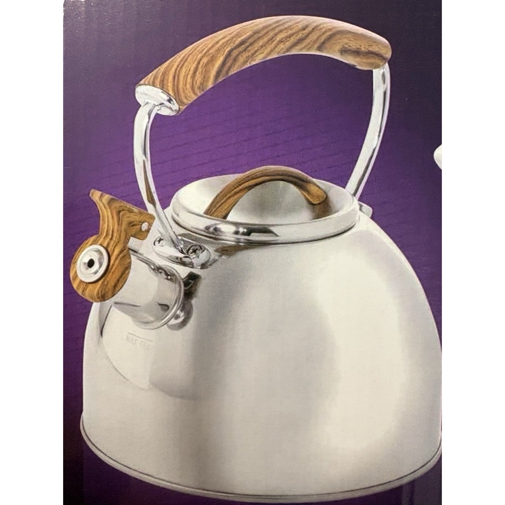 NEW - Mr. Coffee whistling tea kettle - Real Wood Handle - Stays Cool